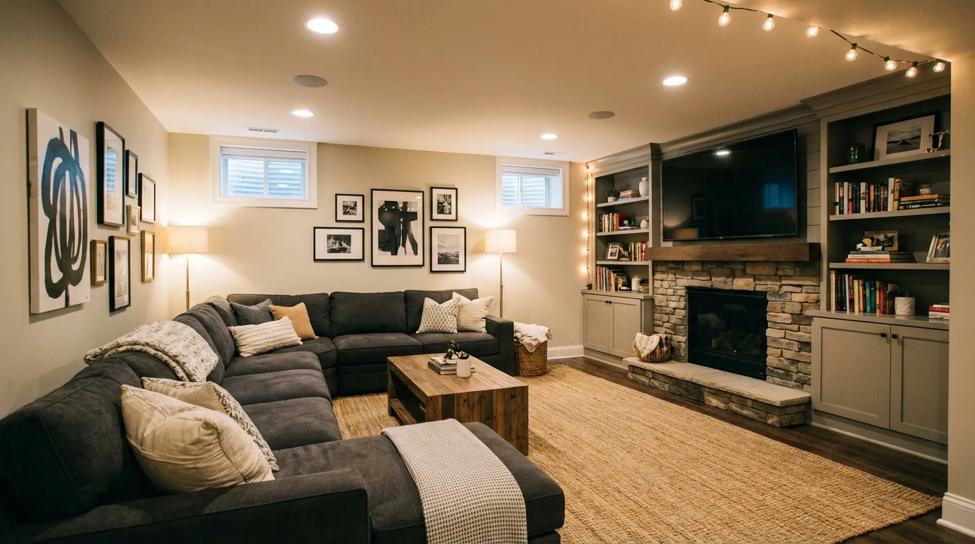 Modern basement family room